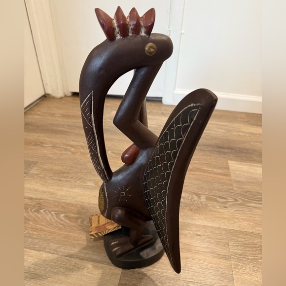 Pier 1 Hand Carved Wood “Kalao”, Bird Art Sculpture with Tag. - Picture 3 of 12